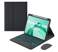HLTOOP Keyboard Case for Honor Pad X8A 11 with Touchpad, Detachable Backlit Keyboard Slim Leather Folio Smart Cover with Pencil Holder,Black