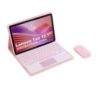 HLTOOP Keyboard Case for Lenovo Tab 10.1" 2025 (TB-311FU/TB-311XU), 7 Color Backlit Bluetooth Keyboard with Touchpad, Soft TPU Back Cover, Bluetooth Mouse,Pink