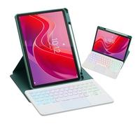 HLTOOP Keyboard Case for Lenovo Tab M11 11 Inch 2024 (TB330FU/TB330XU), 360 Rotating Case,7 Color Rainbow Backlight Detachable Bluetooth Keyboard with Touchpad,Green