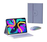 HLTOOP Keyboard Case for Lenovo Tab M11 2024 11 Inches, 360° Rotatable Case,7 Color Backlit Detachable Keyboard,Purple with mouse