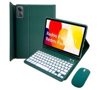 HLTOOP Keyboard Case for Redmi Pad 2 2025/Redmi Pad SE 11 Inch 2023, 7 Colors Backlit Wireless Detachable Folio Keyboard Cover with Pencil Holder, Bluetooth Mouse for Tablet,Green