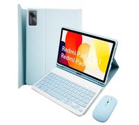 HLTOOP Keyboard Case for Xiaomi Redmi Pad 2 11 Inch 2025/SE 11 Inch 2023, 7 Color Backlit Magnetically Detachable Wireless Keyboard with Pencil Holder, Tablet Mouse,Sky Blue