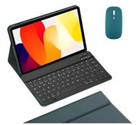 HLTOOP Keyboard Case for Xiaomi Redmi Pad SE 11 Inch 2023/Redmi Pad 2 2025, Slim PU Stand Cover with Magnetically Detachable Wireless Keyboard, Tablet Mouse,Deep green