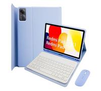 HLTOOP Keyboard Case for Xiaomi Redmi Pad SE 11 Inch 2023/Redmi Pad 2 2025, Slim PU Stand Cover with Magnetically Detachable Wireless Keyboard, Tablet Mouse (Lavender Purple)