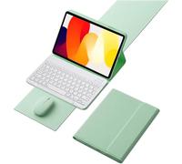 HLTOOP Keyboard Case for Xiaomi Redmi Pad SE 11 Inch 2023/Redmi Pad 2 2025, Slim PU Stand Cover with Magnetically Detachable Wireless Keyboard, Tablet Mouse,Green