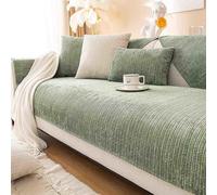 HLTQL Sofa Cover 3/4/2/1 Seater Chenille，Sofa Cushion Covers Waterproof，Couch Cover L Shape，Settee Covers for Dogs，Sofa Covers for Leather Sofa,NGreen-70x70cm