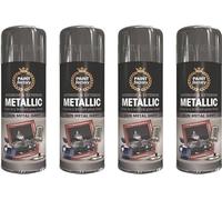 HLU 4 x 400ml Metallic Gun Metal Grey Spray Paint Interior & Exterior Spray Brilliant Gloss Finish Quick Drying