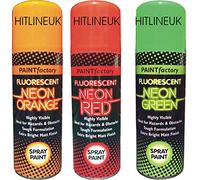 HLU HITLINE 3 CANS OF FLUORESCENT NEON spray can paint 200 ml graffiti extra bright orange green & red