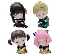 HLUONGTN Anime Anya Yor Forger Loid Forger Figure Set,5Cm Mini Sleeping Sitting Arrangement Figurine/Q Ver 4Pcs/5Cm