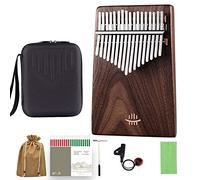 Hluru Kalimba 17 Keys | Black Walnut Sloped Flat board Thumb Piano Instrument | Class A Calimba with Carry Box Birthday Present Gifts
