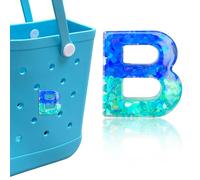 HLUWA Letter Charms for Bogg Bag, Alphabet Blue Green Sequin Lettering Accessories Charms for Bogg and Simply Southern Bag, Insert Decorative Letters Charm for Handbag Beach Tote Bag. (B)