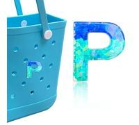 HLUWA Letter Charms for Bogg Bag, Alphabet Blue Green Sequin Lettering Accessories Charms for Bogg and Simply Southern Bag, Insert Decorative Letters Charm for Handbag Beach Tote Bag. (P)