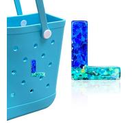 HLUWA Letter Charms for Bogg Bag, Alphabet Blue Green Sequin Lettering Accessories Charms for Bogg and Simply Southern Bag, Insert Decorative Letters Charm for Handbag Beach Tote Bag. (L)