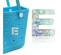 HLUWA Letter Charms for Bogg Bag, Alphabet Green Love Sequin Lettering Accessories Charms for Bogg and Simply Southern Bag, Insert Decorative Letters Charm for Handbag Beach Tote Bag. (E)