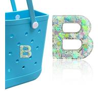 HLUWA Letter Charms for Bogg Bag, Alphabet Green Love Sequin Lettering Accessories Charms for Bogg and Simply Southern Bag, Insert Decorative Letters Charm for Handbag Beach Tote Bag. (B)
