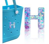 HLUWA Letter Charms for Bogg Bag, Alphabet Purple Love Sequin Lettering Accessories Charms for Bogg and Simply Southern Bag, Insert Decorative Letters Charm for Handbag Beach Tote Bag., resinous, No