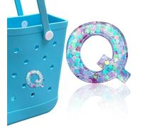 HLUWA Letter Charms for Bogg Bag, Alphabet Purple Love Sequin Lettering Accessories Charms for Bogg and Simply Southern Bag, Insert Decorative Letters Charm for Handbag Beach Tote Bag., resinous, No