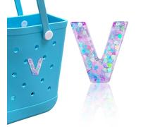 HLUWA Letter Charms for Bogg Bag, Alphabet Purple Love Sequin Lettering Accessories Charms for Bogg and Simply Southern Bag, Insert Decorative Letters Charm for Handbag Beach Tote Bag., resinous, No