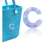 HLUWA Letter Charms for Bogg Bag, Alphabet Purple Love Sequin Lettering Accessories Charms for Bogg and Simply Southern Bag, Insert Decorative Letters Charm for Handbag Beach Tote Bag., resinous, No