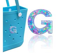 HLUWA Letter Charms for Bogg Bag, Alphabet Purple Love Sequin Lettering Accessories Charms for Bogg and Simply Southern Bag, Insert Decorative Letters Charm for Handbag Beach Tote Bag., resinous, No