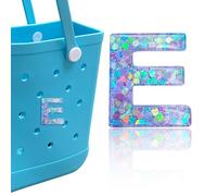 HLUWA Letter Charms for Bogg Bag, Alphabet Purple Love Sequin Lettering Accessories Charms for Bogg and Simply Southern Bag, Insert Decorative Letters Charm for Handbag Beach Tote Bag., resinous, No
