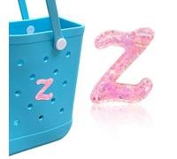 HLUWA Letter Charms for Bogg Bag, Italic Alphabet Pink Sequin Lettering Accessories Charms for Bogg and Simply Southern Bag, Insert Decorative Letters Charm for Handbag Beach Tote Bag. (Z)