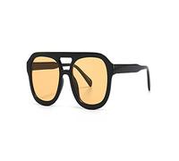 HLVDLSNI Classic retro sunglasses for women with leopard print double bridge retro oversized sunglasses for women UV400(Black Tea)