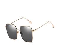HLVDLSNI Classic Square Transparent Glasses Frame Women Fashion Anti Blue Light Eyeglasses Ladies Vintage Trendy Sunglasses(C1 Gold Gray)