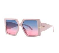 HLVDLSNI Large female square sunglasses Fashion retro big frame men's glasses luxury punk sunglasses women gradual change UV400(Pink Blue)