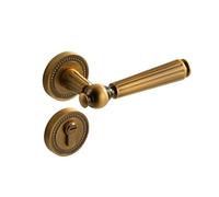 HLVDLSNI Retro Indoor Bedroom French Light Luxury Brass Lock Two-Piece Silent Door Lock Door Handle(Byellowbronze[Standard] 35-50mmkey)