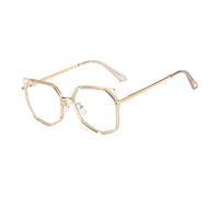 HLVDLSNI Women's Transparent Glasses Frame Latest Trend Square Glasses Fashion Style Anti Blue Light Glasses(Champagne)