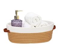 HLWDFLZ Bathroom Countertop Organizer Basket, Cotton Rope Woven Storage Basket Toilet Paper Decorative Basket for Bathroom, Bedroom, Living Room, Entryway 13"x6.3"x4.3" (Off White/Jute)
