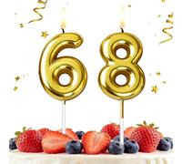 HLWGFJDY 68th Birthday Candles Gold Number 68 Cake Topper Happy Birthday Cake Decorations for 68th Birthday Party, Gold Candles for Birthday Anniversary Celebration Party Supplies