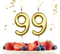 HLWGFJDY 99th Birthday Candles Gold Number 99 Cake Topper Happy Birthday Cake Decorations for 99th Birthday Party, Gold Candles for Birthday Anniversary Celebration Party Supplies（Large Size）