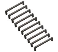 HLXDECO 10 Pack Titanium Gray Finishes Zinc Alloy Wardrobe Handles, Modern Square Handles for Cabinets, Dressers & Bathrooms Kitchen Closet Handles Solid Zinc Alloy Pull