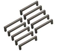 HLXDECO 10 Pack Titanium Gray Finishes Zinc Alloy Wardrobe Handles, Modern Square Handles for Cabinets, Dressers & Bathrooms Kitchen Closet Handles Solid Zinc Alloy Pull