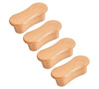 HLXDECO 4 Pack Solid Cabinet Knobs Natural Beech Wood Handle, Drawer Pull Wardrobe Handles Dresser Pulls Round Closet Door Knob Furniture Fitting Pull Handle