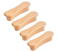 HLXDECO 4 Pack Solid Drawer Pull Natural Beech Wood Handle Cabinet Knobs, Wardrobe Handles Dresser Pulls Round Closet Door Knob Furniture Fitting Pull Handle