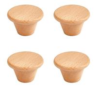 HLXDECO 4 Pack Solid Natural Beech Wood Handle Cabinet Knobs, Drawer Pull Wardrobe Handles Dresser Pulls Round Closet Door Knob Furniture Fitting Pull Handle