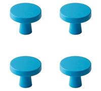 HLXDECO 4 PCS Cabinet Blue Knobs 32mm Round Single Hole Drawer Pulls Colorful Dresser Knob for Kitchen Bathroom Bedroom Furniture Hardware Zinc Alloy Closet Door Handle