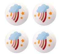 HLXDECO 4 Pcs Cute Sun Moon Star Cloud Round Cabinet Pull Handles, Boho Rainbow Ceramic Drawer Knob, Decorative Furniture Knobs for Kids Nursery Dresser Wardrobe Closet Cupboard Cabinet