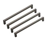 HLXDECO Set of 4, Modern Zinc Alloy Cabinet Pull Handles, Titanium Gray Finishes Sl ar Design for Kitchen, Bathroom & Dresser Drawers - Easy to Install, Durable Metal Hardware
