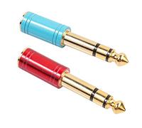 Hlxnyami 2Pcs 6.5Mm 6.35Mm 1/4Inch Male To 3.5Mm 1/8Inch Female Jack Stereo Headphone Aux Cable Audio Adapter Plug for Guitar Plug Amplifier Jack Mix Earphones Speaker - Blue & Red