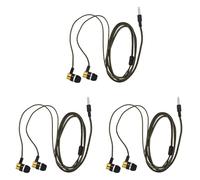 Hlxnyami 3pcs 1.1M Reflective Fiber Cloth Line Noise Isolating Stereo in-Ear Earphone Headphones with 3.5 mm Jack Standard Golden