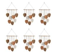 Hlxnyami 6X Leaf Macrame Wall Hanging Boho Room Home Decor Woven Aesthetic Wall Tapestry Home Room Wedding Decoration Khaki