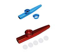 Hlxnyami Kazoo Aluminum alloy Metal with 5 pcs Flute Diaphragm blue & Mirliton made of aluminum alloy with Red membrane