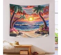 HLXZMCVBT 3D Beach Sunset Print Wall Blanket Home Decoration Bedding Poster Wall Art Tapestry Tapestries Wall Hanging Soft Polyester for Bedroom,Decorations Beach Blanket College Dorm 70cmx100cm