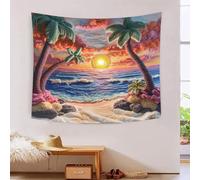 HLXZMCVBT 3D Beach Sunset Printed Wall Blanket Home Decoration Bedding Poster Wall Art Tapestry Tapestries Wall Hanging Soft Polyester for Kids Boys Girls Bedroom Living Room 100cmx150cm