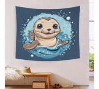 HLXZMCVBT 3D Cute Seal Printed Wall Blanket Home Decoration Bedding Poster Wall Art Tapestry Wall Hanging Tapestry Soft Polyester for Living Room Bedroom Dorm Deco 100cmx150cm