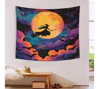 HLXZMCVBT 3D Halloween Witch Printed Wall Blanket Home Decoration Bedding Poster Wall Art Tapestry Tapestry Wall Hanging Soft Polyester for Living Room Bedroom Dorm Deco 130cmx150cm